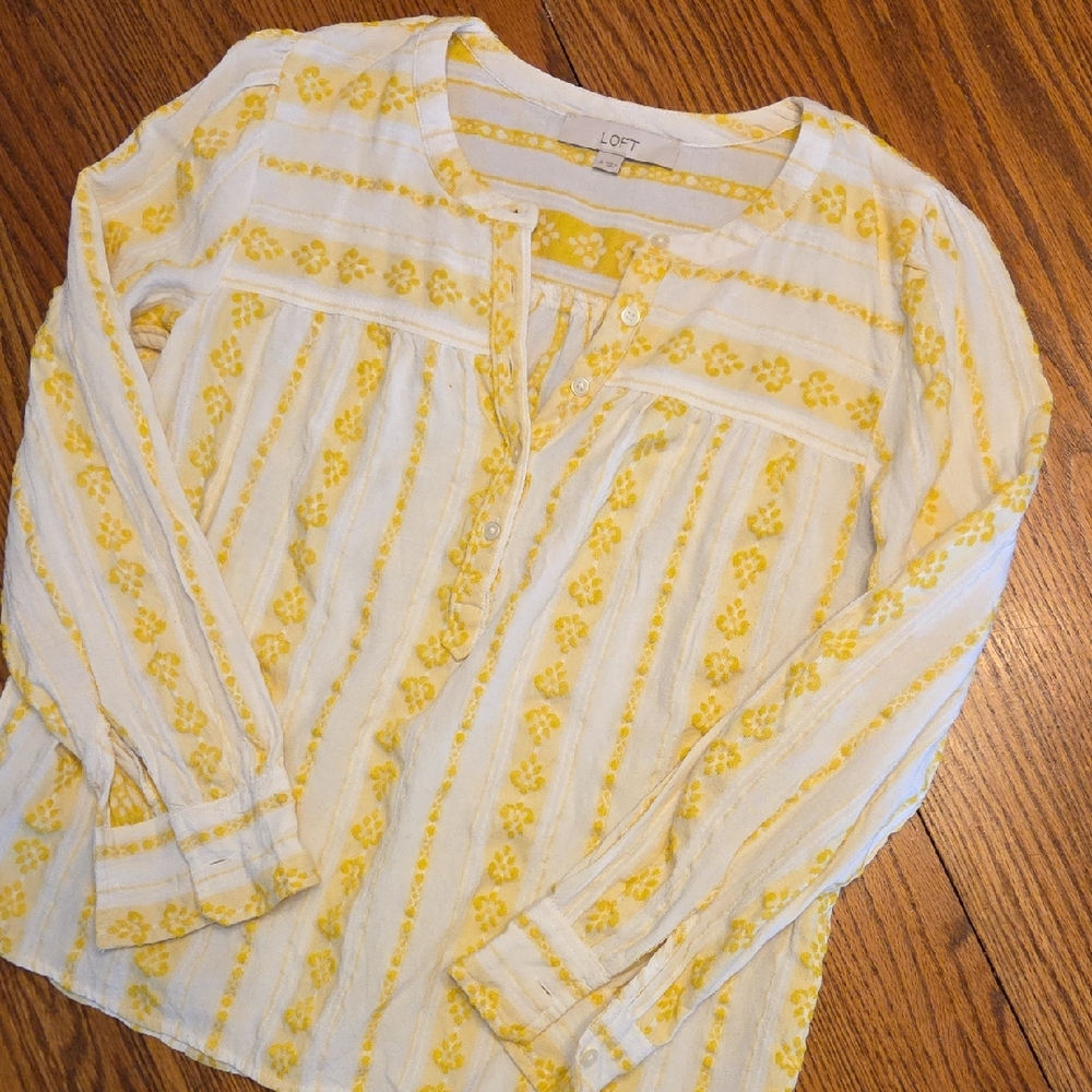LOFT Yellow Floral Blouse